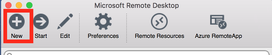 The new button in the top of the window